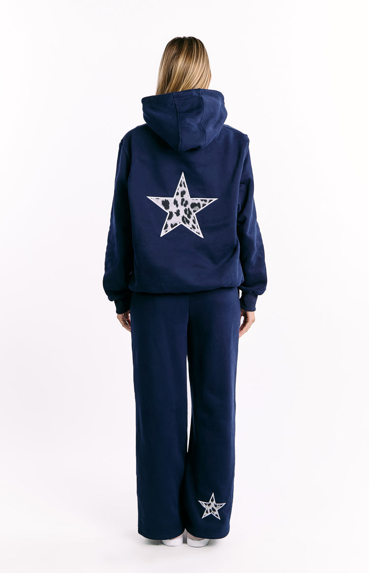 Başlangıç Navy Leopar Yıldız Kapşonlu Sweatshirt