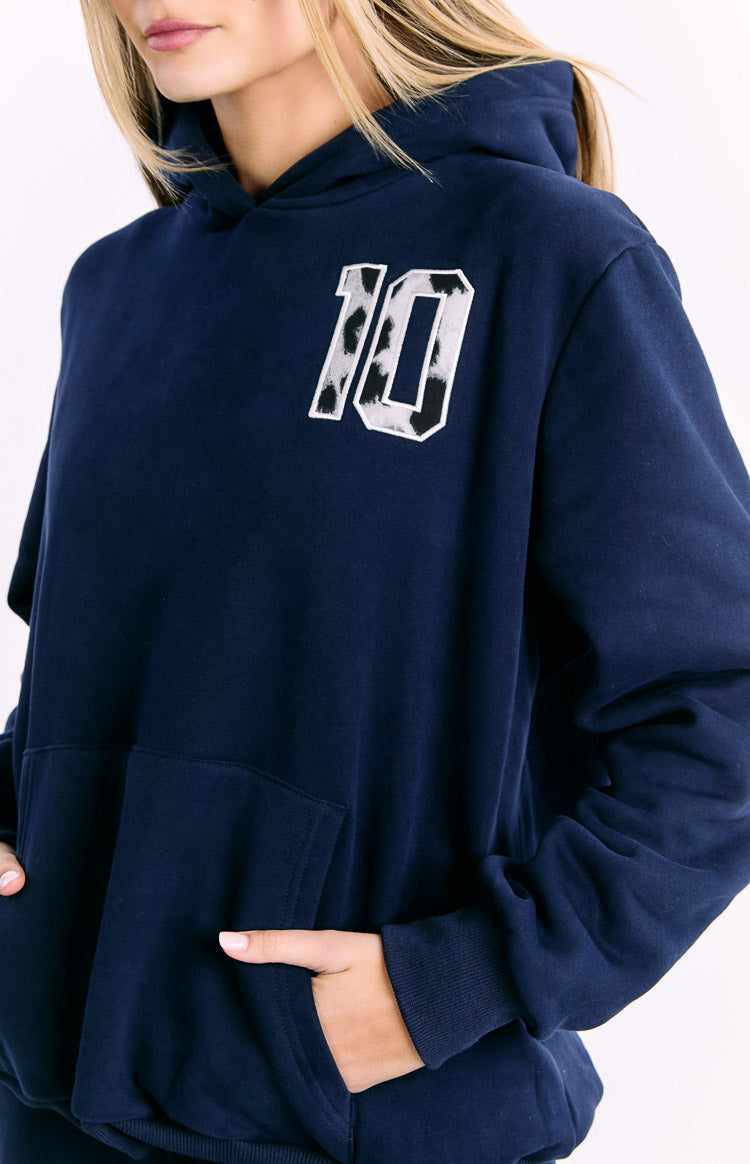 Başlangıç Navy Leopar Yıldız Kapşonlu Sweatshirt