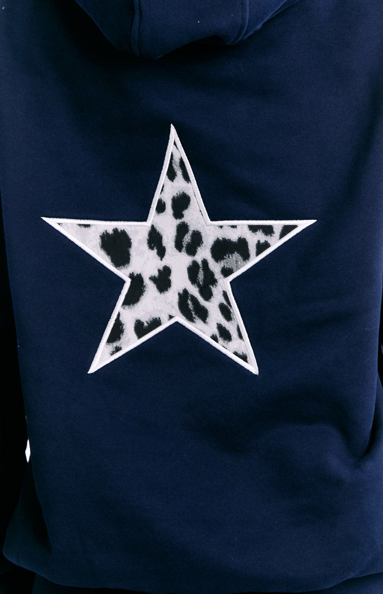 Başlangıç Navy Leopar Yıldız Kapşonlu Sweatshirt