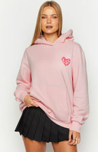 Başlangıç Pembe Sevimli Kabarcık Kapüşonlu Sweatshirt