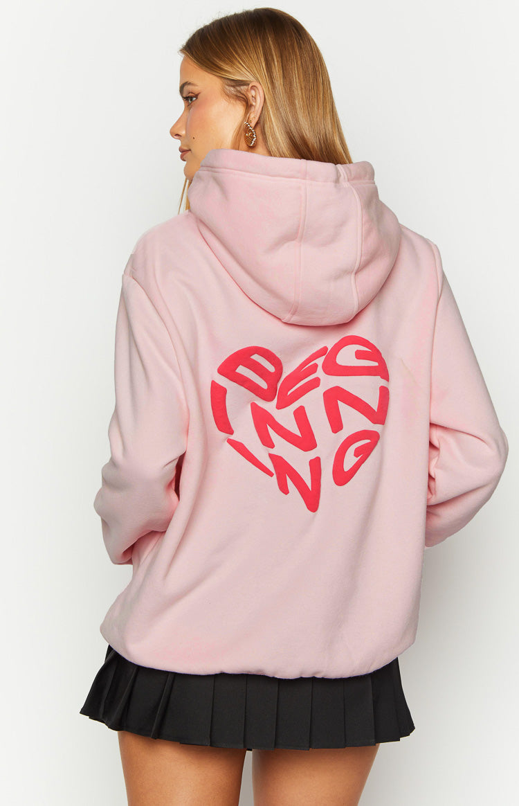 Başlangıç Pembe Sevimli Kabarcık Kapüşonlu Sweatshirt