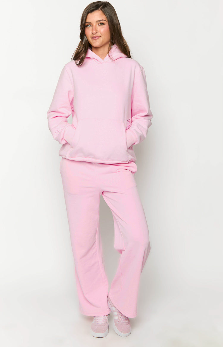 Pembe Yıldız Kapüşonlu Sweatshirt