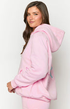 Pembe Yıldız Kapüşonlu Sweatshirt