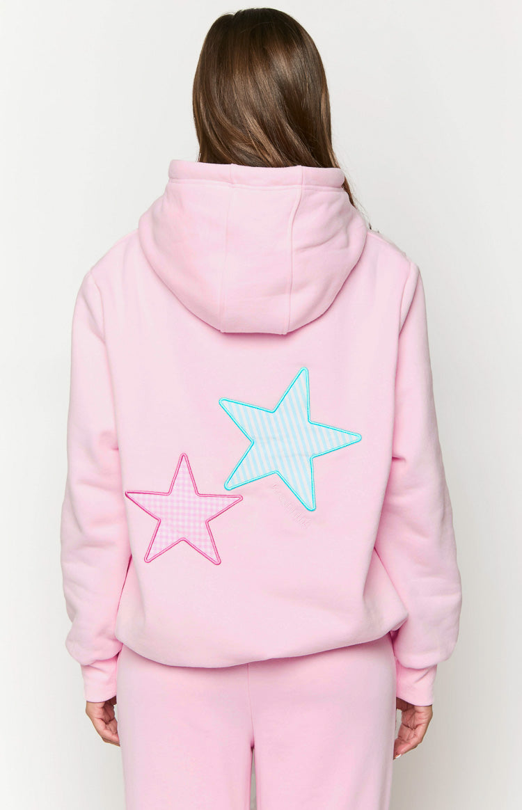 Pembe Yıldız Kapüşonlu Sweatshirt
