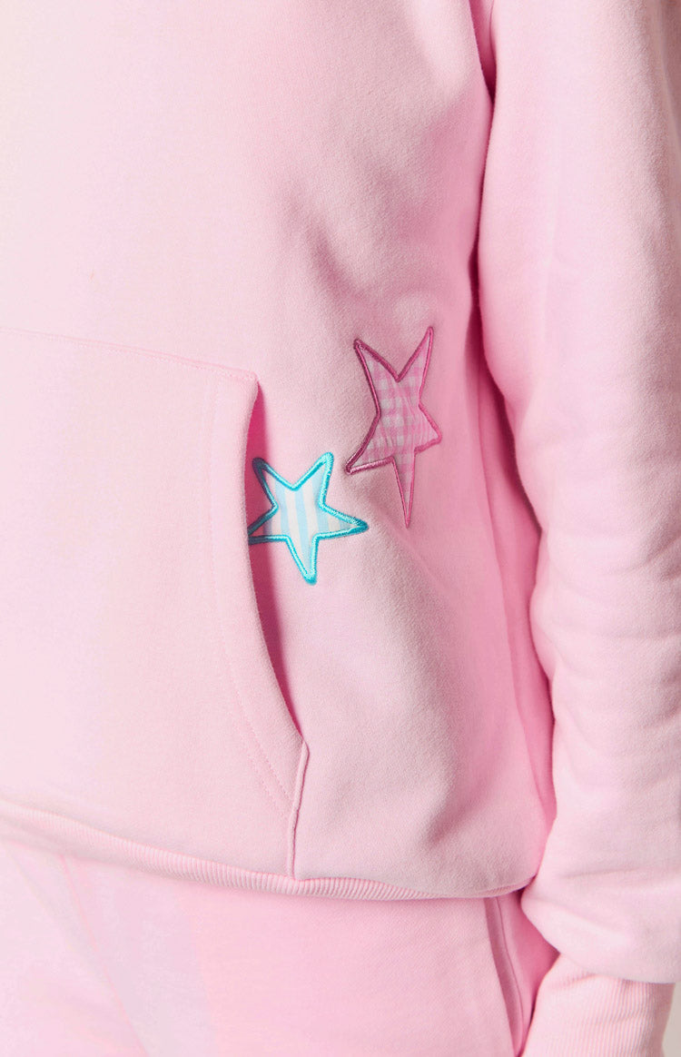 Pembe Yıldız Kapüşonlu Sweatshirt