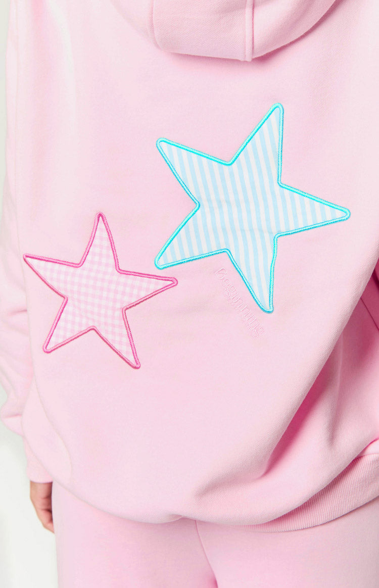 Pembe Yıldız Kapüşonlu Sweatshirt