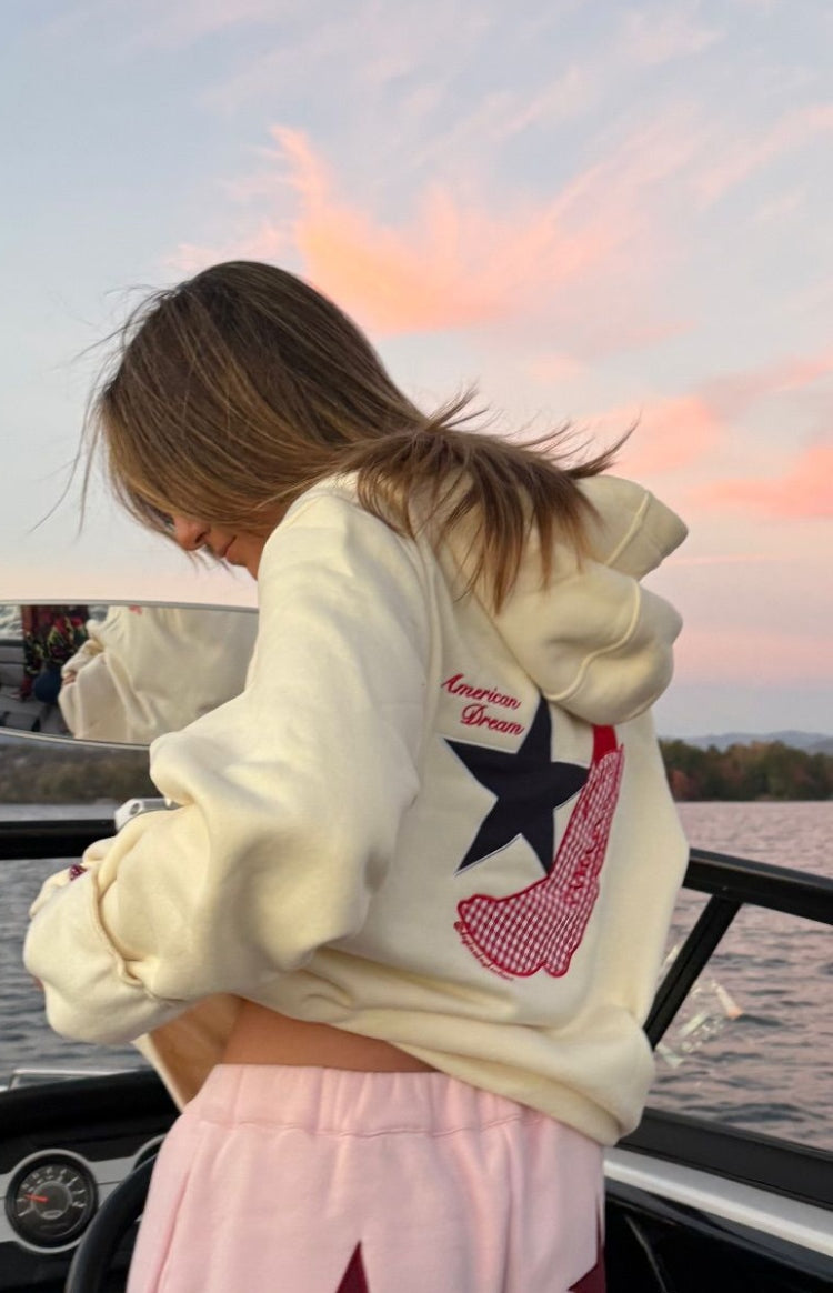 Başlangıç Krem Amerikan Rüyası Kapüşonlu Sweatshirt