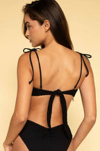Siyah Dantel Tori Bandeau Bikini Üstü