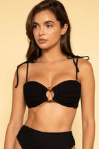 Siyah Dantel Tori Bandeau Bikini Üstü