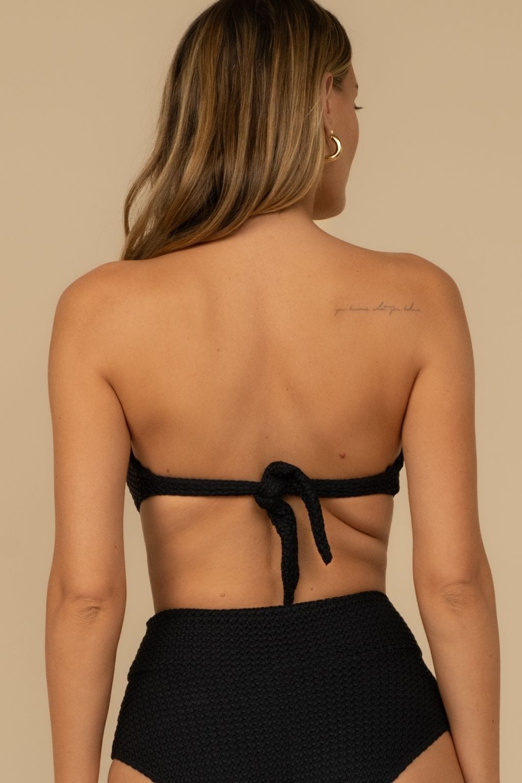 Siyah Dantel Tori Bandeau Bikini Üstü