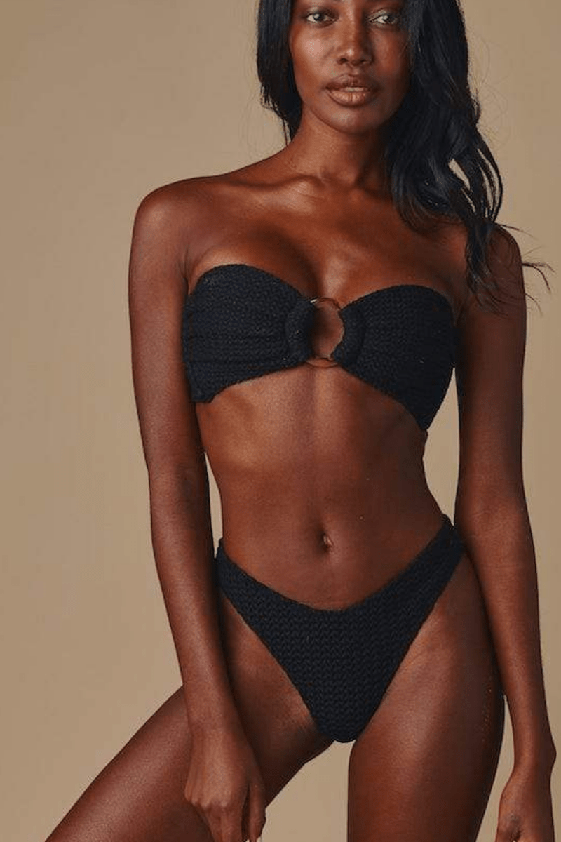 Siyah Dantel Lulu (Zig-Zag Dikiş) Bikini Altı