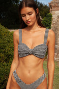 Siyah & Beyaz Mikro Gingham Hayden Bikini Üstü