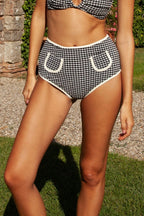 Premium Siyah Beyaz Mikro Gingham Bikini Altı