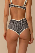 Premium Siyah Beyaz Mikro Gingham Bikini Altı