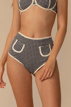 Premium Siyah Beyaz Mikro Gingham Bikini Altı