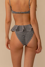 Siyah Beyaz Mikro Gingham Volanlı Bikini Altı - Şık Seçim