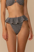 Siyah Beyaz Mikro Gingham Volanlı Bikini Altı - Şık Seçim