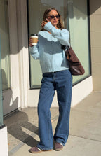Calliope Çizgili Orta Yıkama Orta Bel Salaş Jean