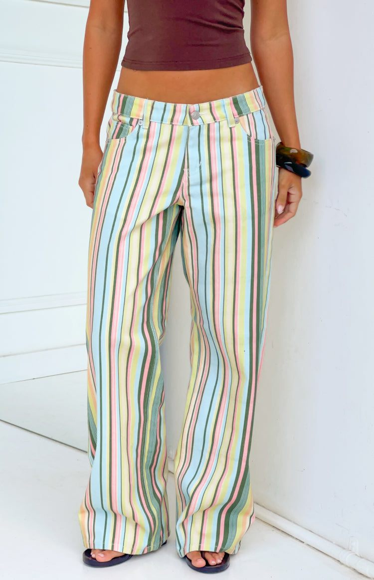Carrie Çok Şeritli Düşük Bel Kot Pantolon
