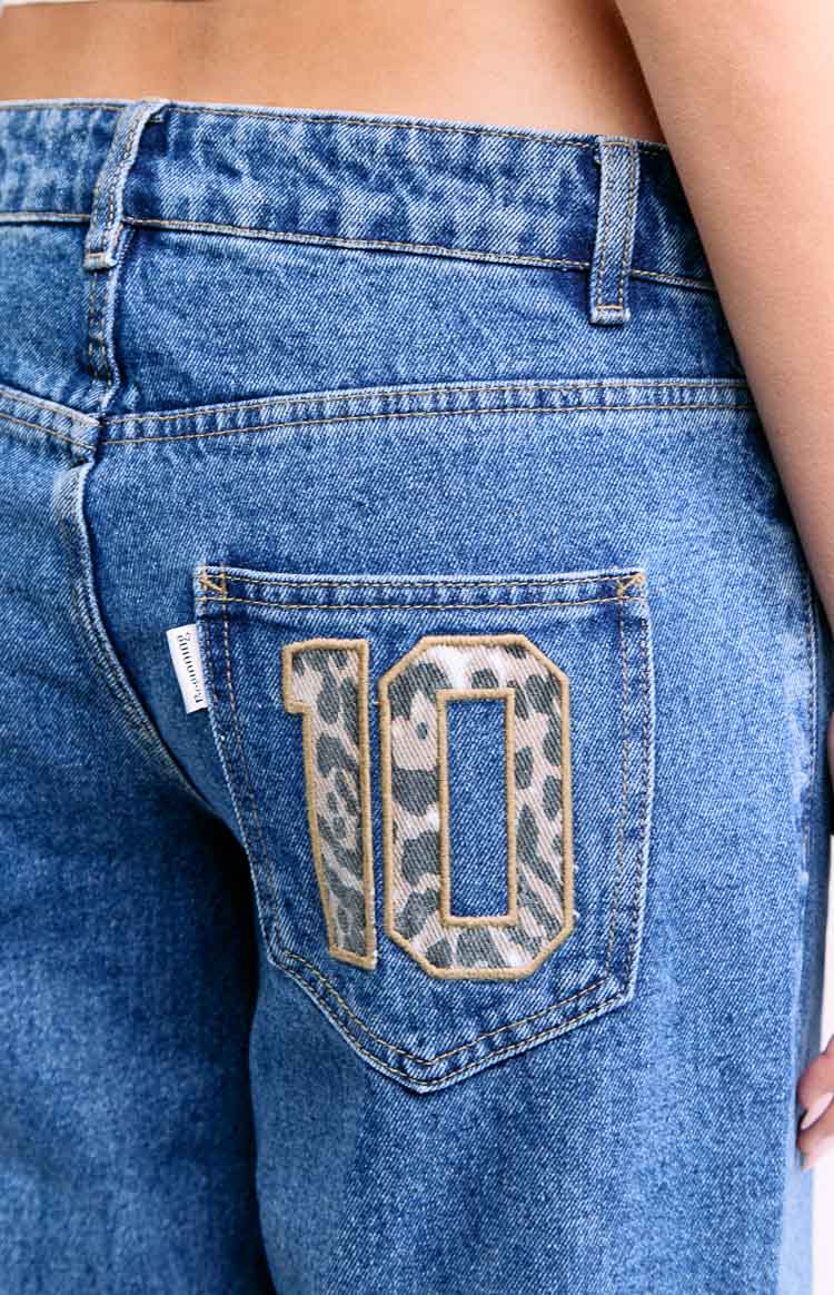 Charli Orta Yıkama Düşük Bel Bol Paça Kot Pantolon