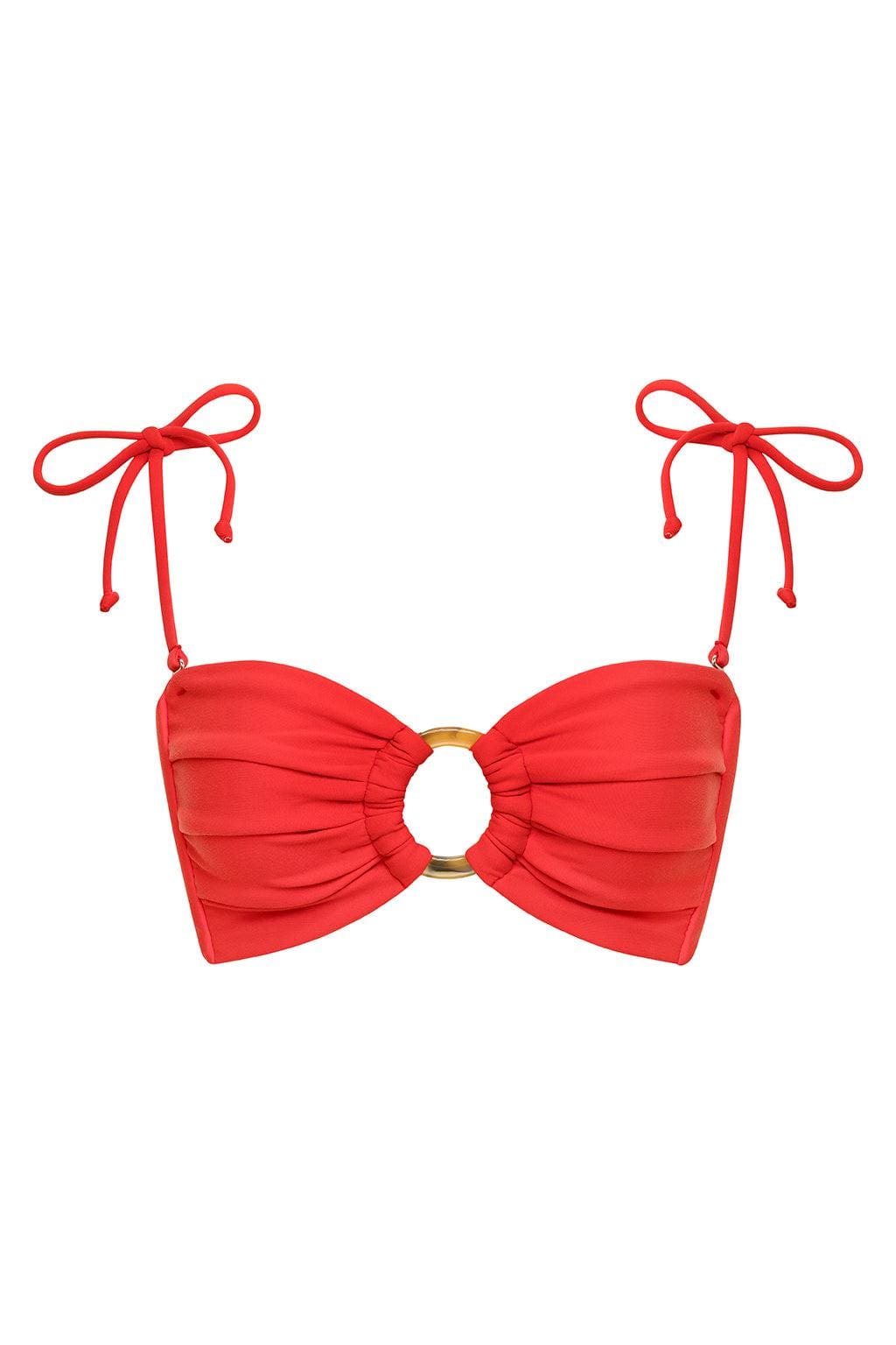 Kiraz Tori Bağlama Bandeau Bikini Üstü