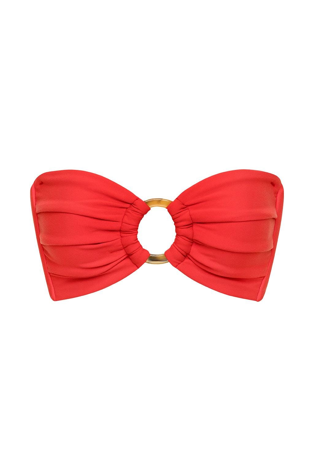 Kiraz Tori Bağlama Bandeau Bikini Üstü