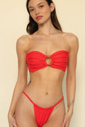 Kiraz Tori Bağlama Bandeau Bikini Üstü