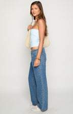 Clara Yıldız Orta Yıkama Denim Düşük Bel Jean