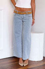 Clara Yıldız Açık Mavi Denim Düşük Bel Jean