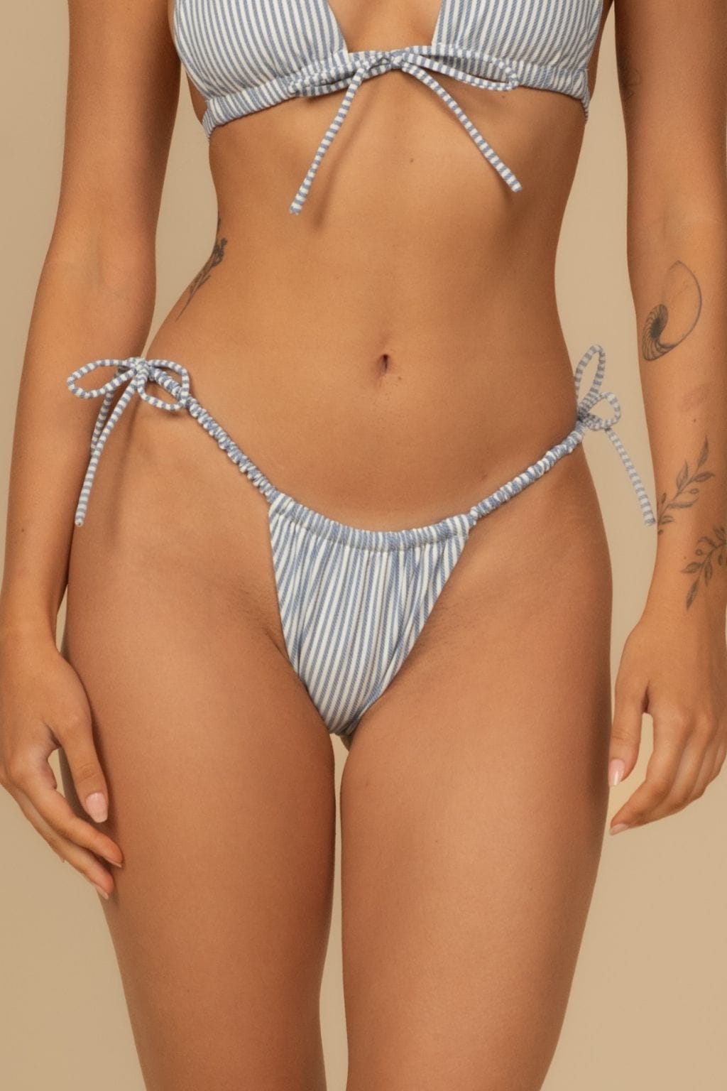 Klasik Mavi Çizgili Brezilya (Scrunch) Bikini Altı