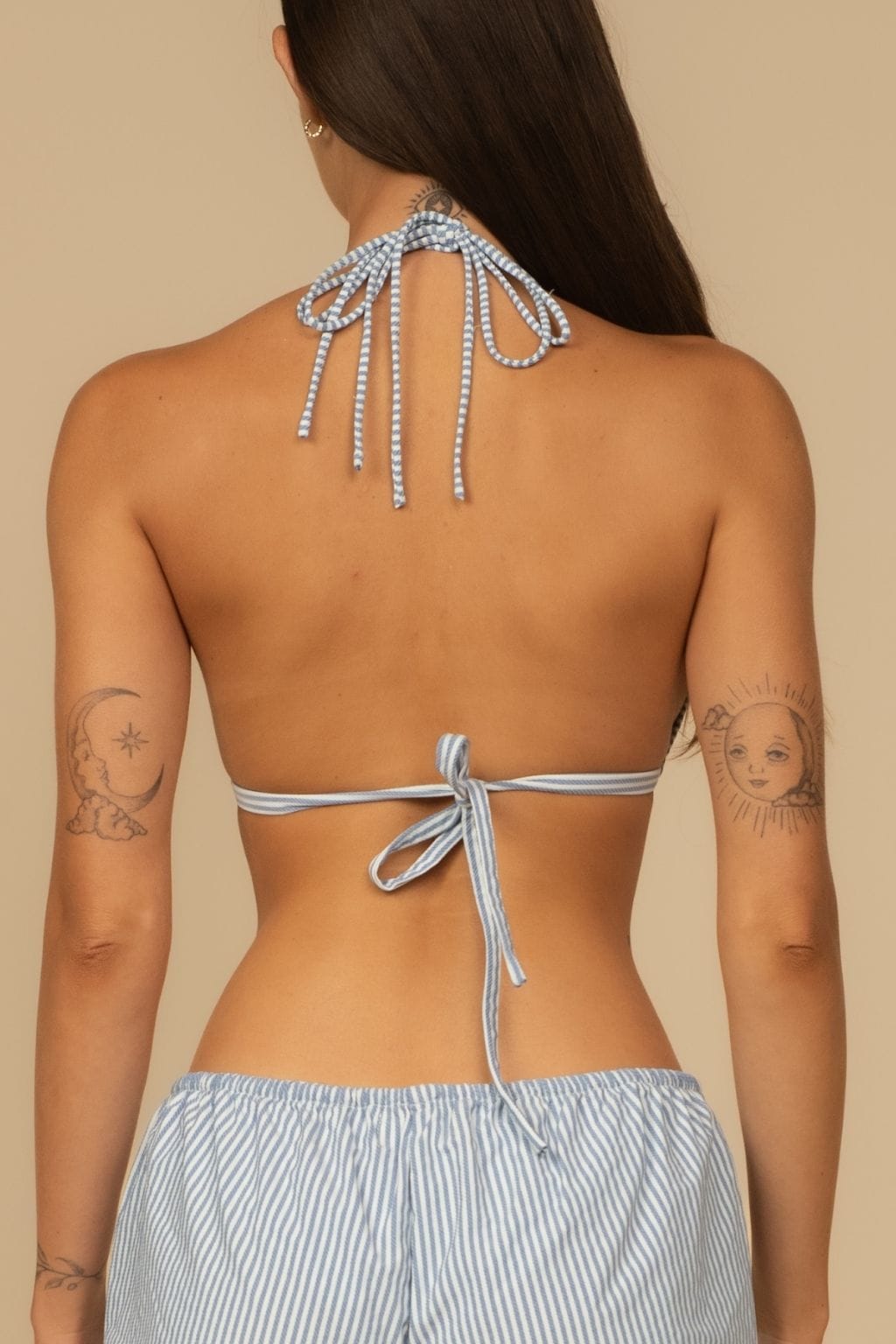 Klasik Mavi Çizgili Euro Yay Bikini Üstü
