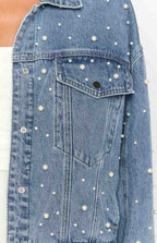 Denim Dazzle İnci Orta Yıkama Kot Ceket