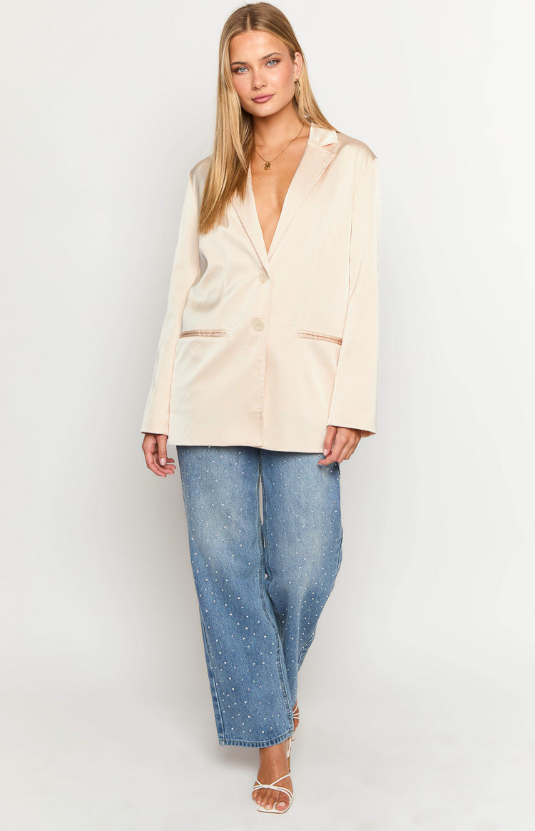 Galantis Krem Saten Blazer
