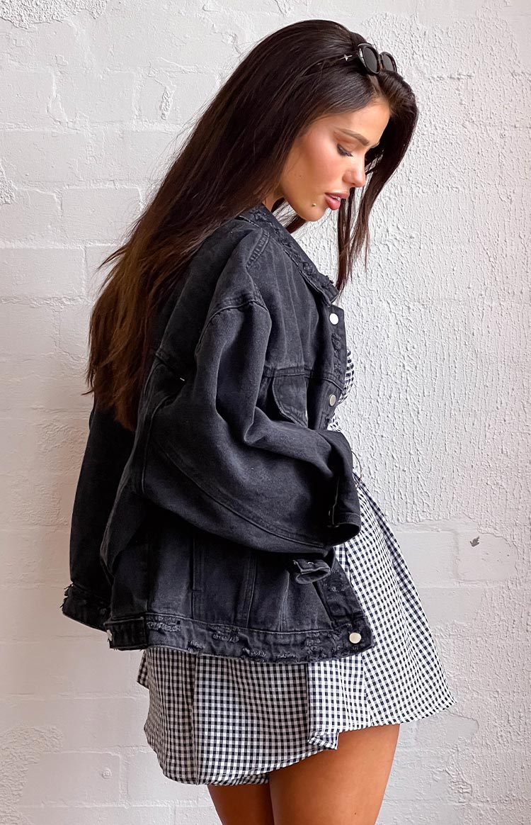Hugo Siyah Oversize Denim Ceket