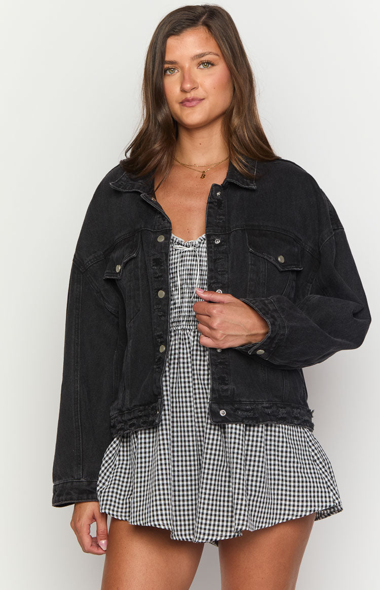 Hugo Siyah Oversize Denim Ceket