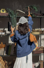 Hendrick Orta Yıkama Denim Kordon Trimli Oversized Ceket