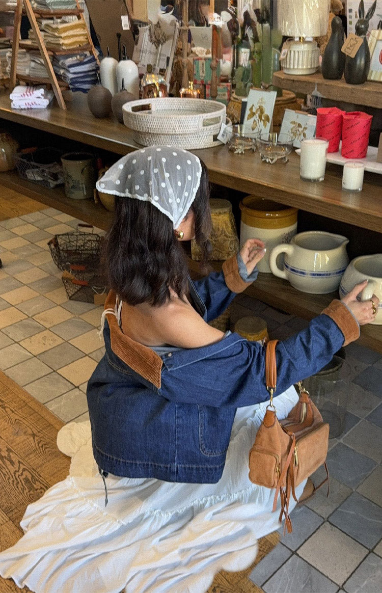 Hendrick Orta Yıkama Denim Kordon Trimli Oversized Ceket