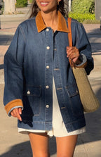 Hendrick Orta Yıkama Denim Kordon Trimli Oversized Ceket