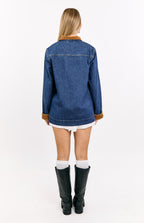 Hendrick Orta Yıkama Denim Kordon Trimli Oversized Ceket