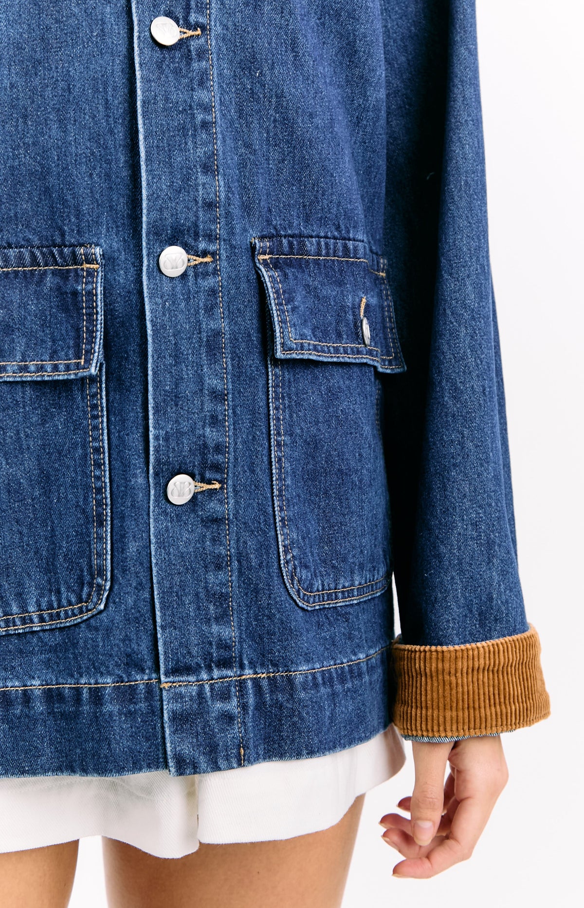Hendrick Orta Yıkama Denim Kordon Trimli Oversized Ceket