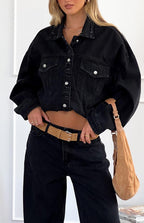 Hugo Siyah Oversize Denim Ceket