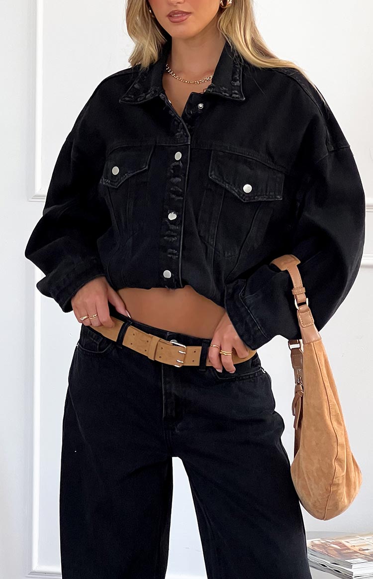 Hugo Siyah Oversize Denim Ceket