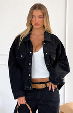Hugo Siyah Oversize Denim Ceket