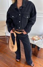 Hugo Siyah Oversize Denim Ceket