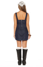 Ines Denim Tokalı Mini Elbise