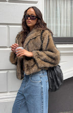 It Girl Çikolata Sahte Kürk Ceket