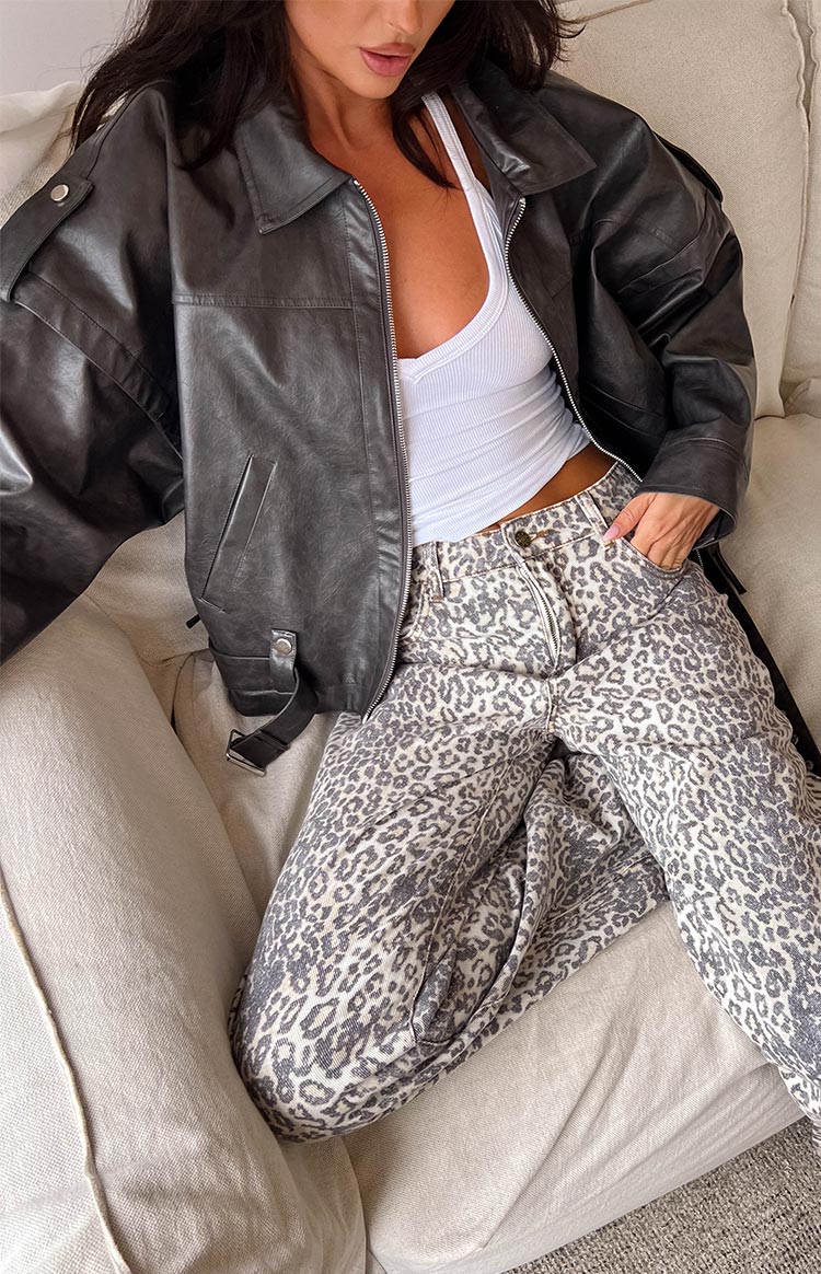 Jessica Anne PU Yıkanmış Siyah Ceket
