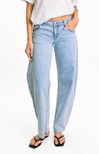 Jannina Açık Yıkama Denim Taşlı Düşük Bel Kot Pantolon