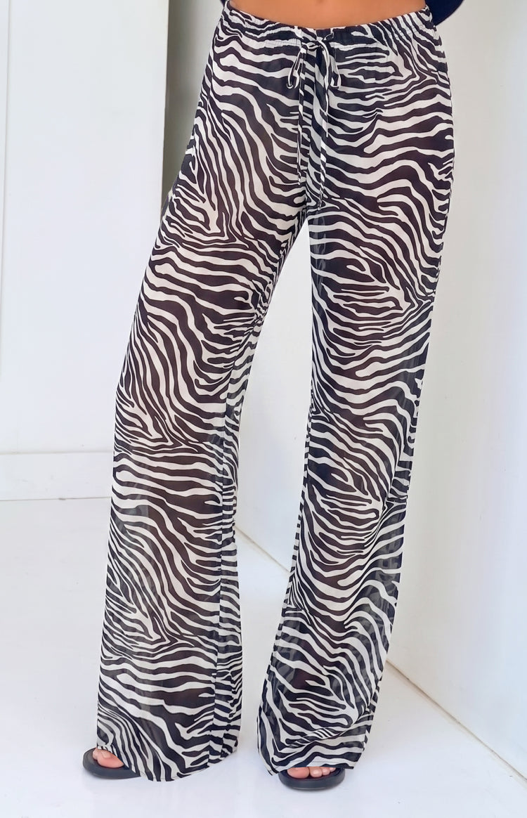 Joplin Siyah Şeffaf Zebra Desenli Pantolon