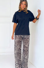 Joplin Siyah Şeffaf Zebra Desenli Pantolon